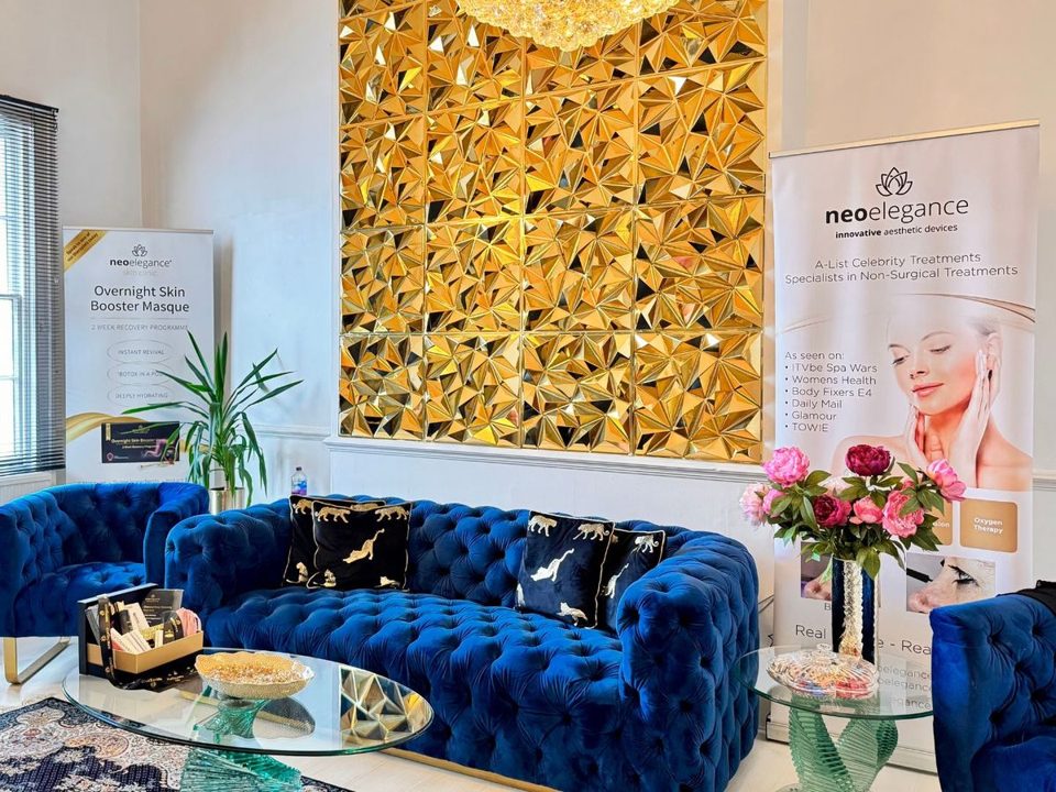 The client lounge at Neo Elegance Skin Clinic, Derby